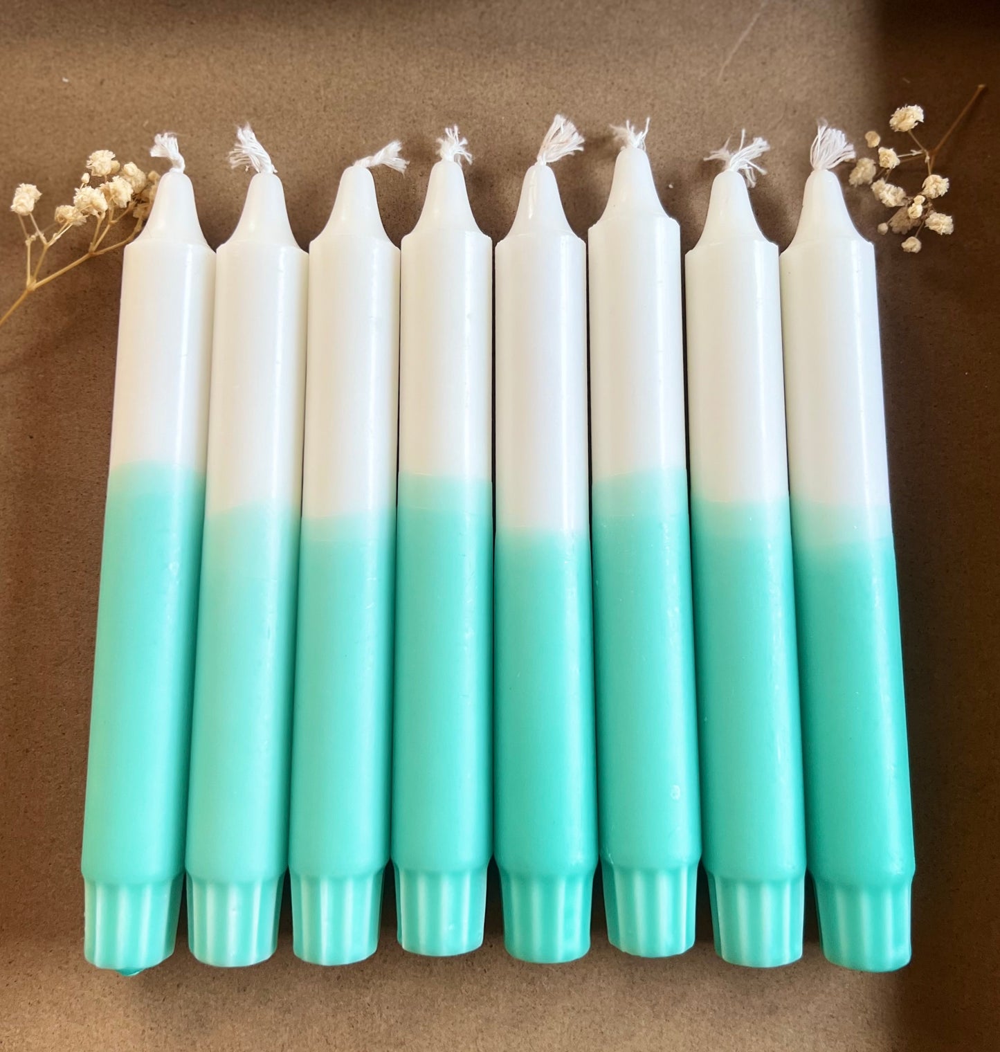 White-Turquoise Candle Set of 2