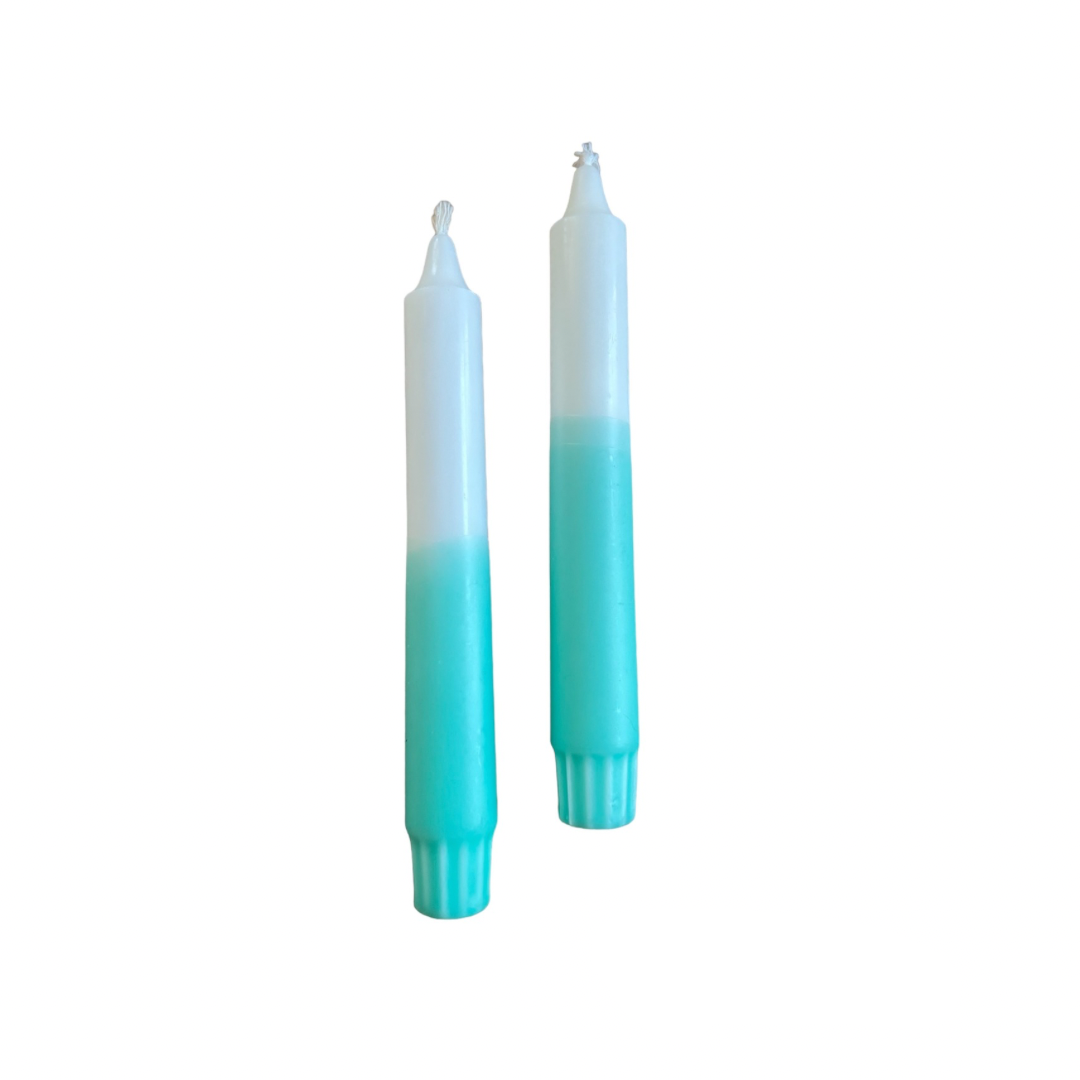 White-Turquoise Candle Set of 2