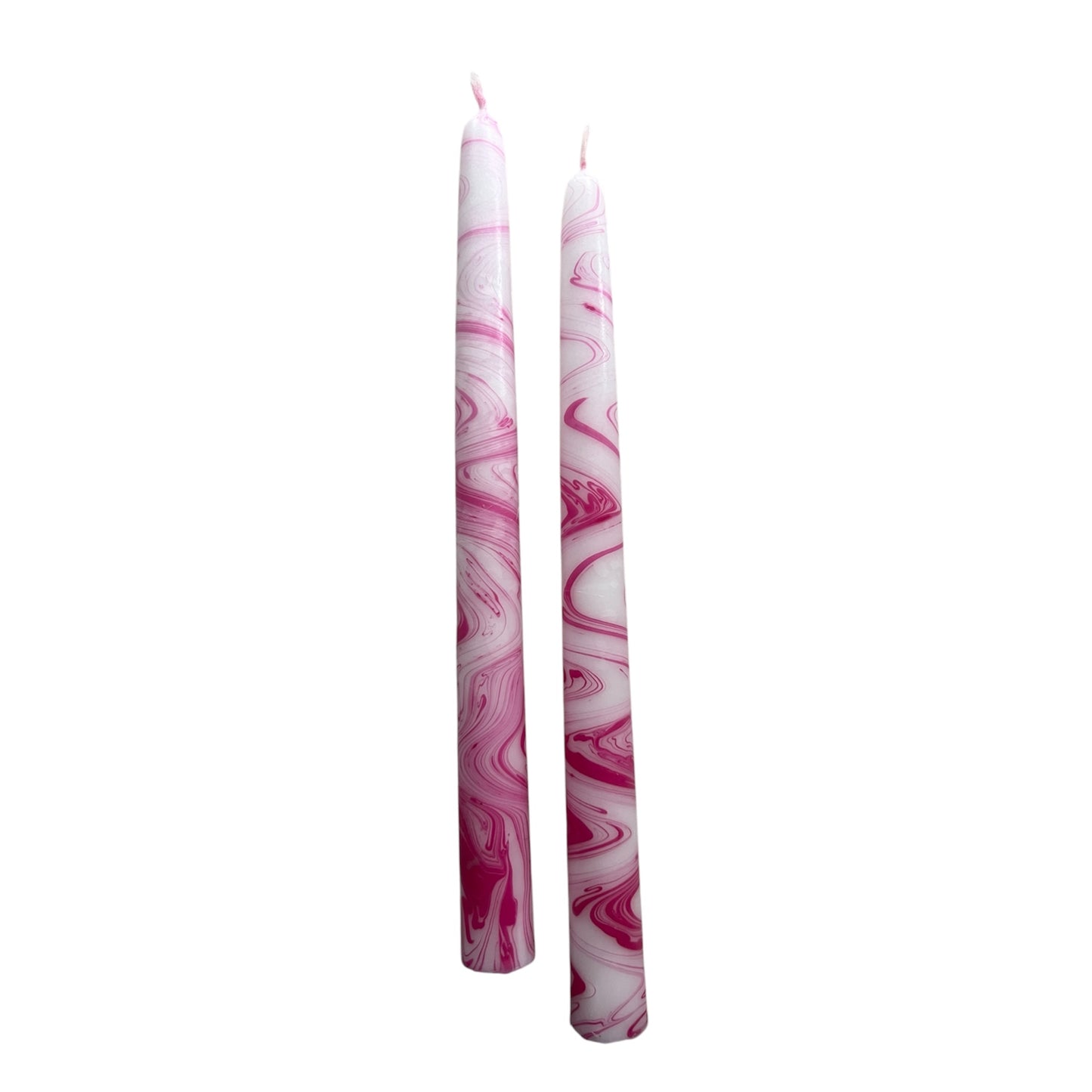 White-Magenta Candle Set of 2
