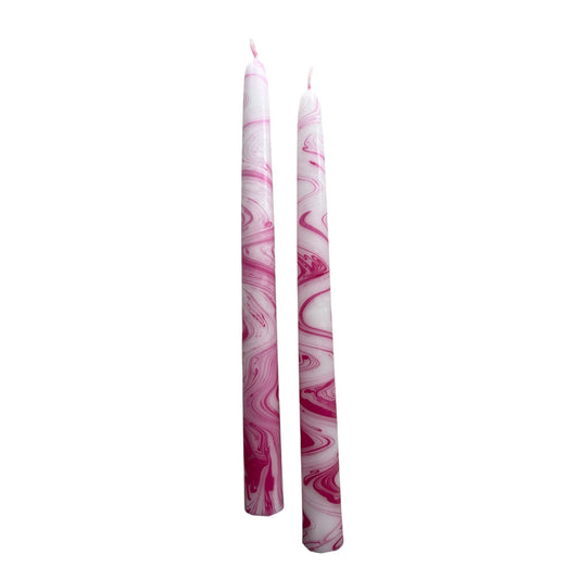 White-Magenta Candle Set of 2