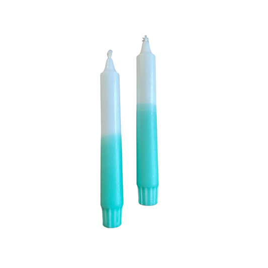 White-Turquoise   Candle Set of 2